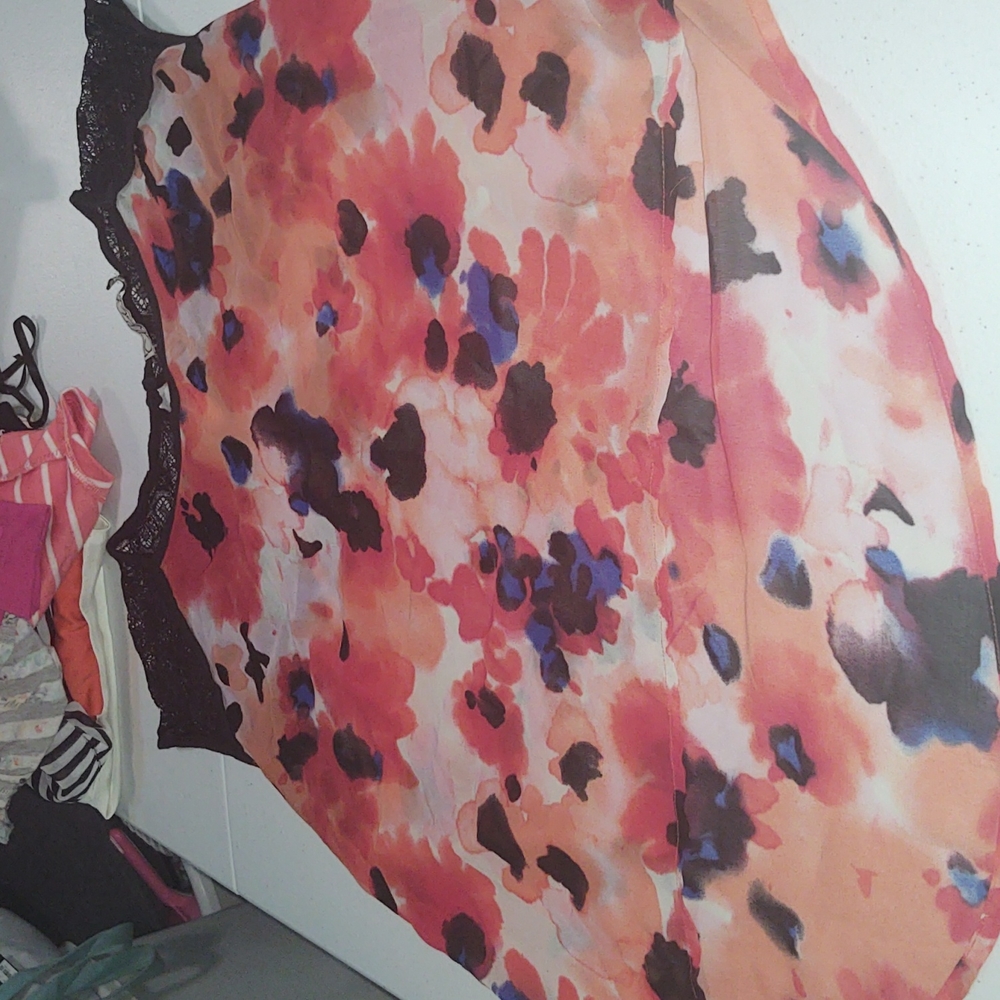 Multi colored blouse w/black lacing (NEGOTIABLE)